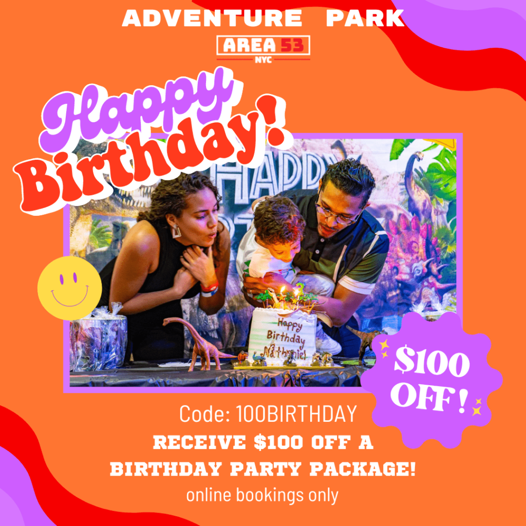 Happy Birthday! Use offer code 100birthday and receive $100 off a birthday party package! Book now! 